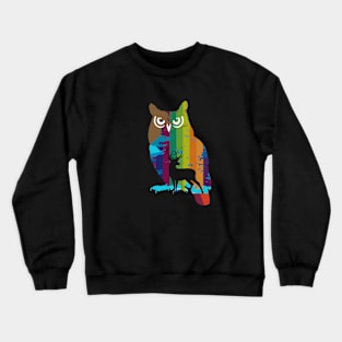 Graphic Owl with Deer Crewneck Sweatshirt